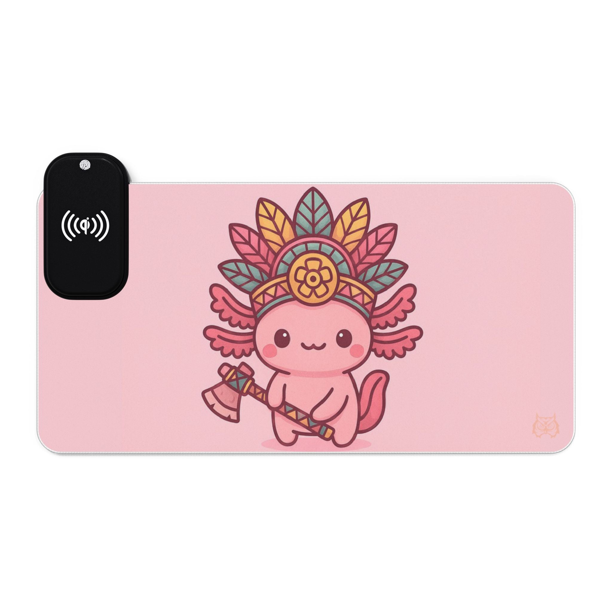 Owls Hoot Wireless Charging Mousepad- AZTEC AXOLOTL