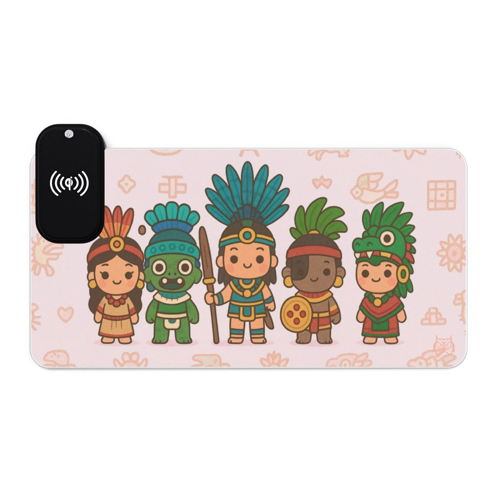 Owls Hoot Wireless Charging Mousepad- KAWAII AZTEC PEOPLE