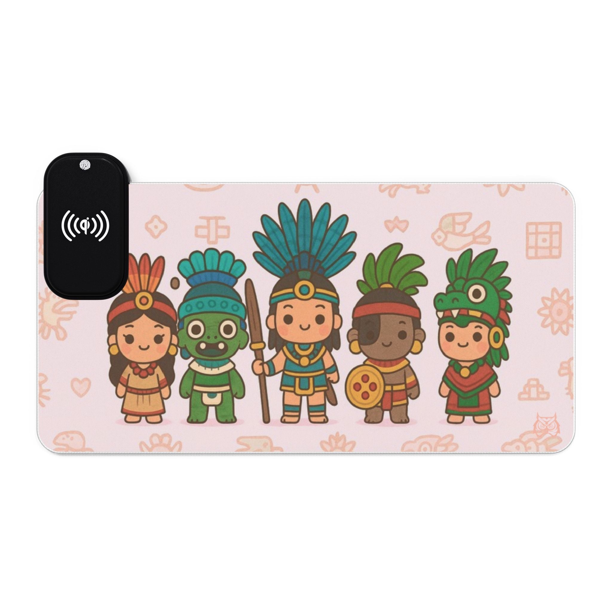 Owls Hoot Wireless Charging Mousepad- KAWAII AZTEC PEOPLE