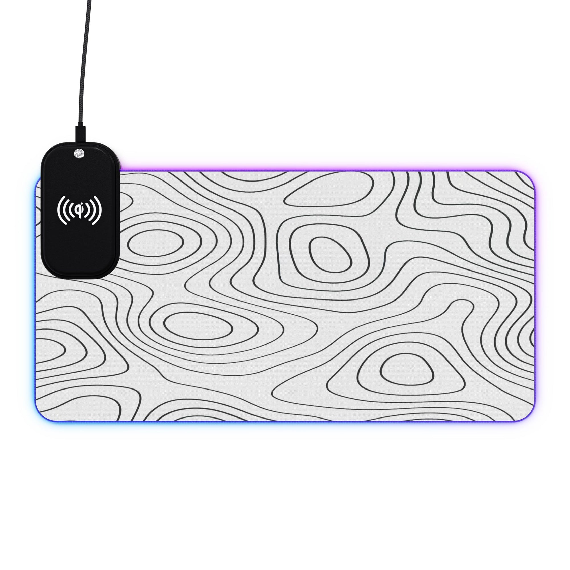 Owls Hoot Wireless Charging Mousepad- BLACK TOPOGRAPHIC