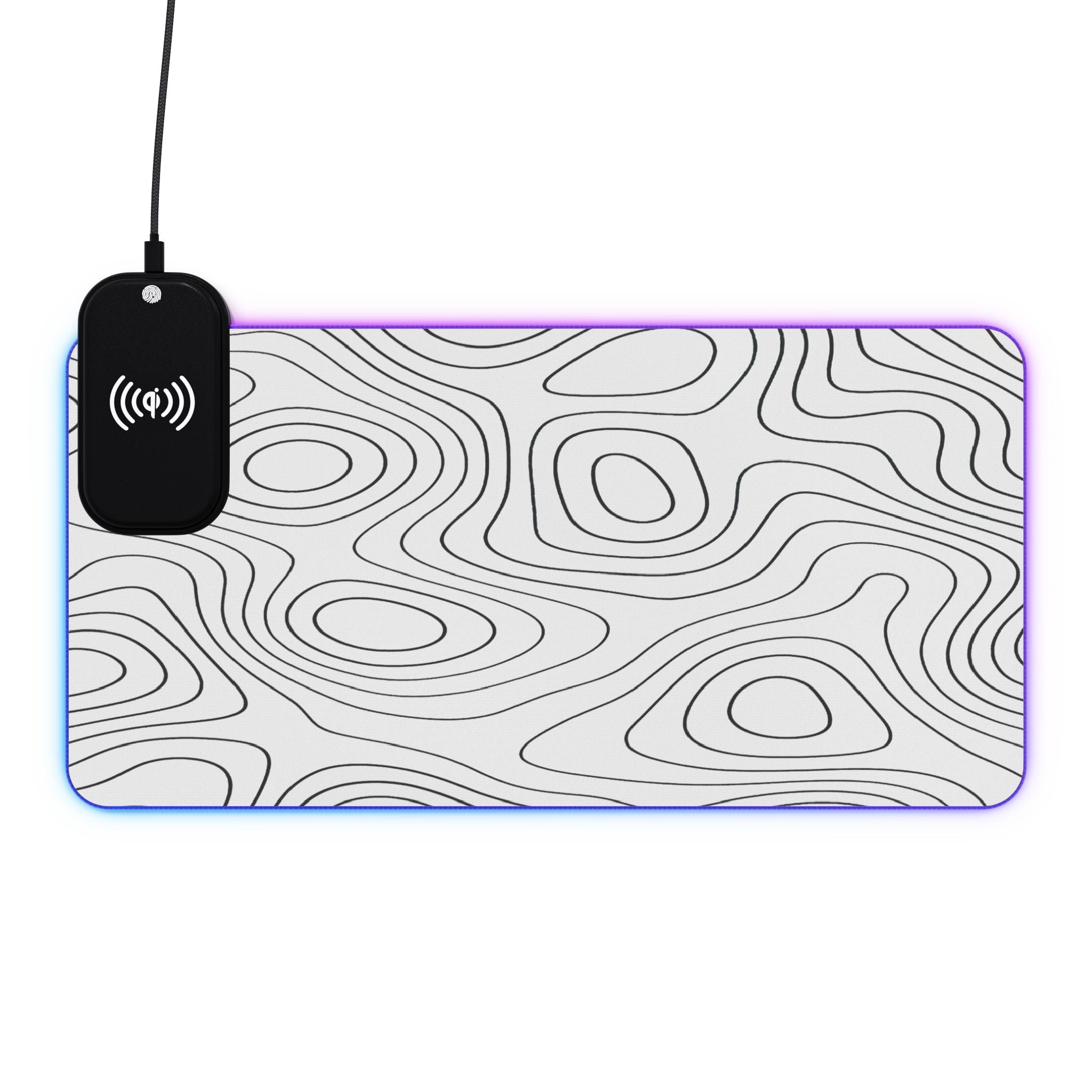 Owls Hoot Wireless Charging Mousepad- BLACK TOPOGRAPHIC
