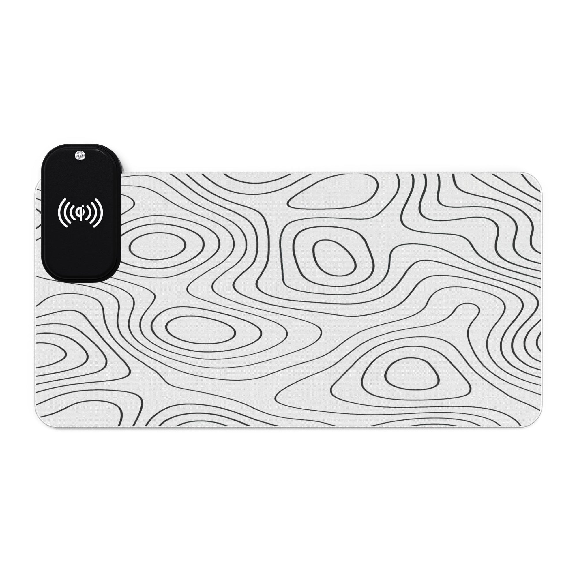 Owls Hoot Wireless Charging Mousepad- BLACK TOPOGRAPHIC