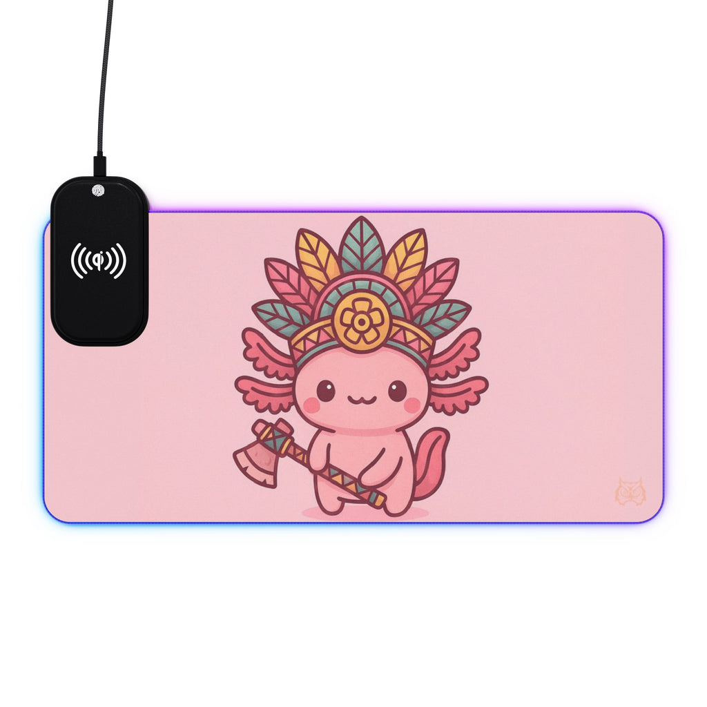 Owls Hoot Wireless Charging Mousepad- AZTEC AXOLOTL