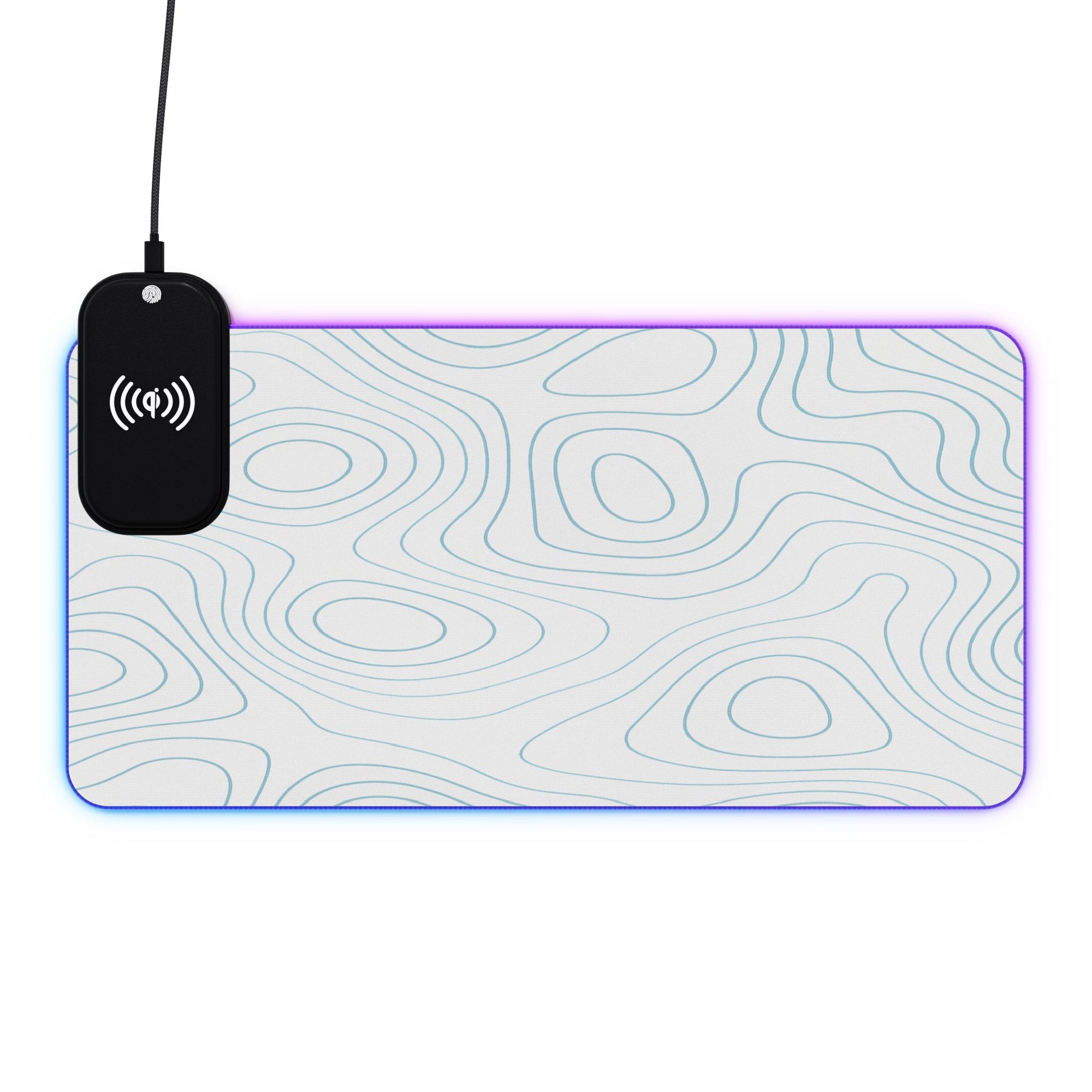 Owls Hoot Wireless Charging Mousepad- BLUE TOPOGRAPHIC