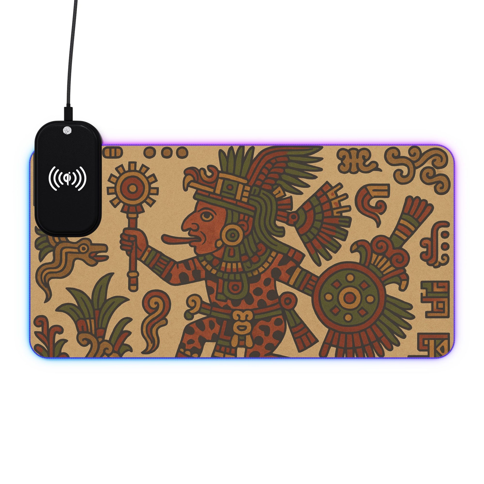 Owls Hoot Wireless Charging Mousepad- AZTEC WARRIOR