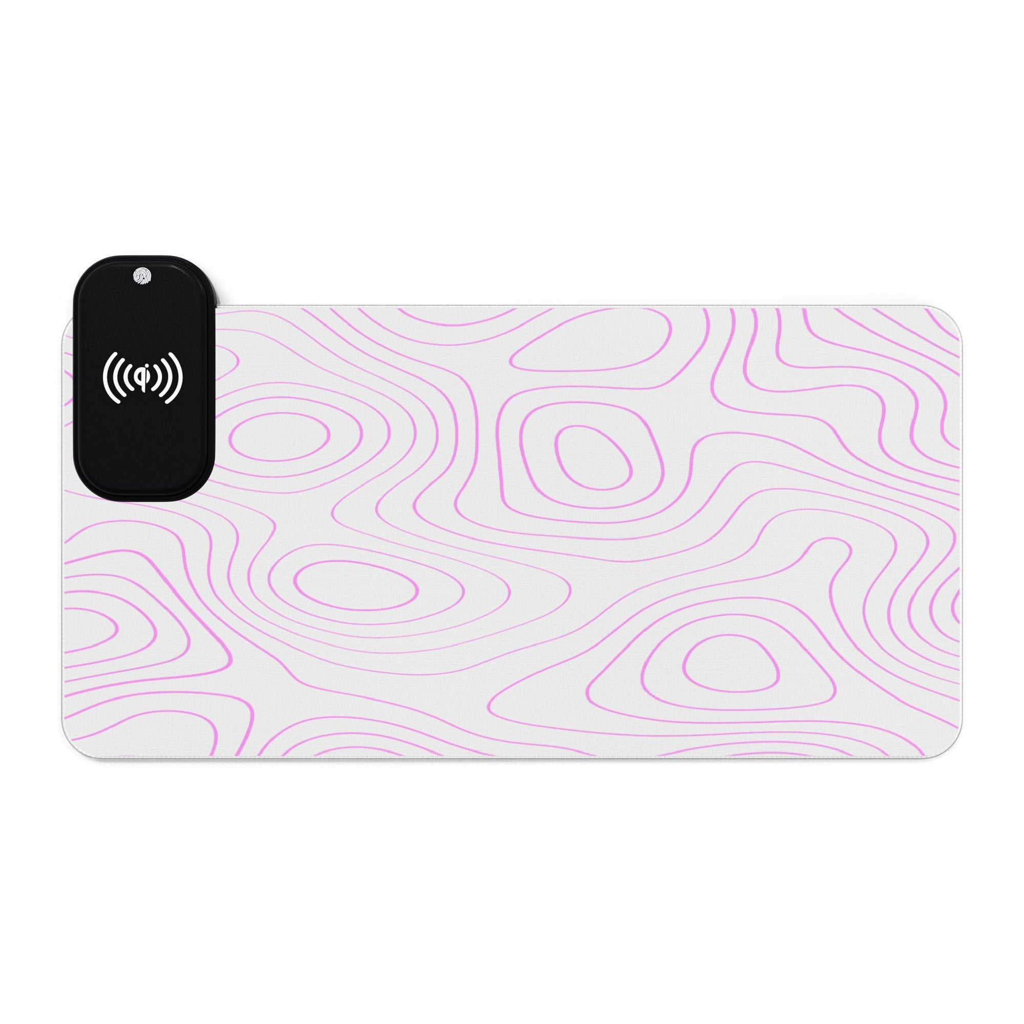 Owls Hoot Wireless Charging Mousepad- PINK TOPOGRAPHIC