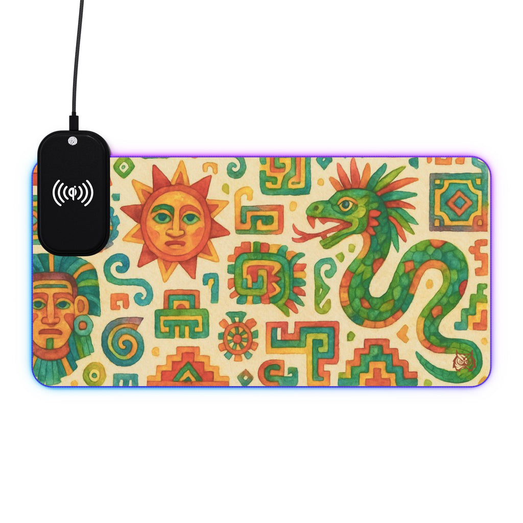 Owls Hoot Wireless Charging Mousepad- AZTEC WATER PAINT