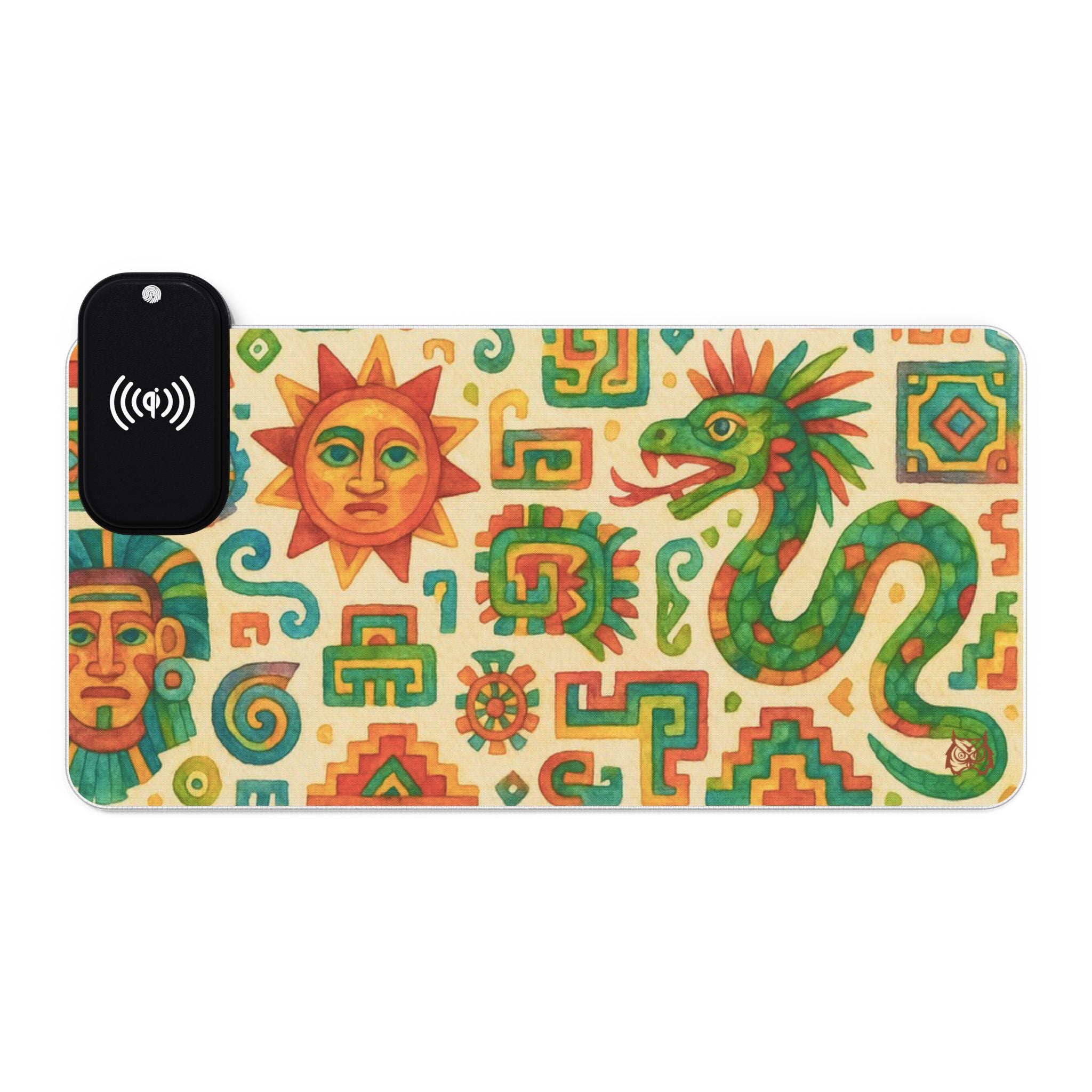 Owls Hoot Wireless Charging Mousepad- AZTEC WATER PAINT