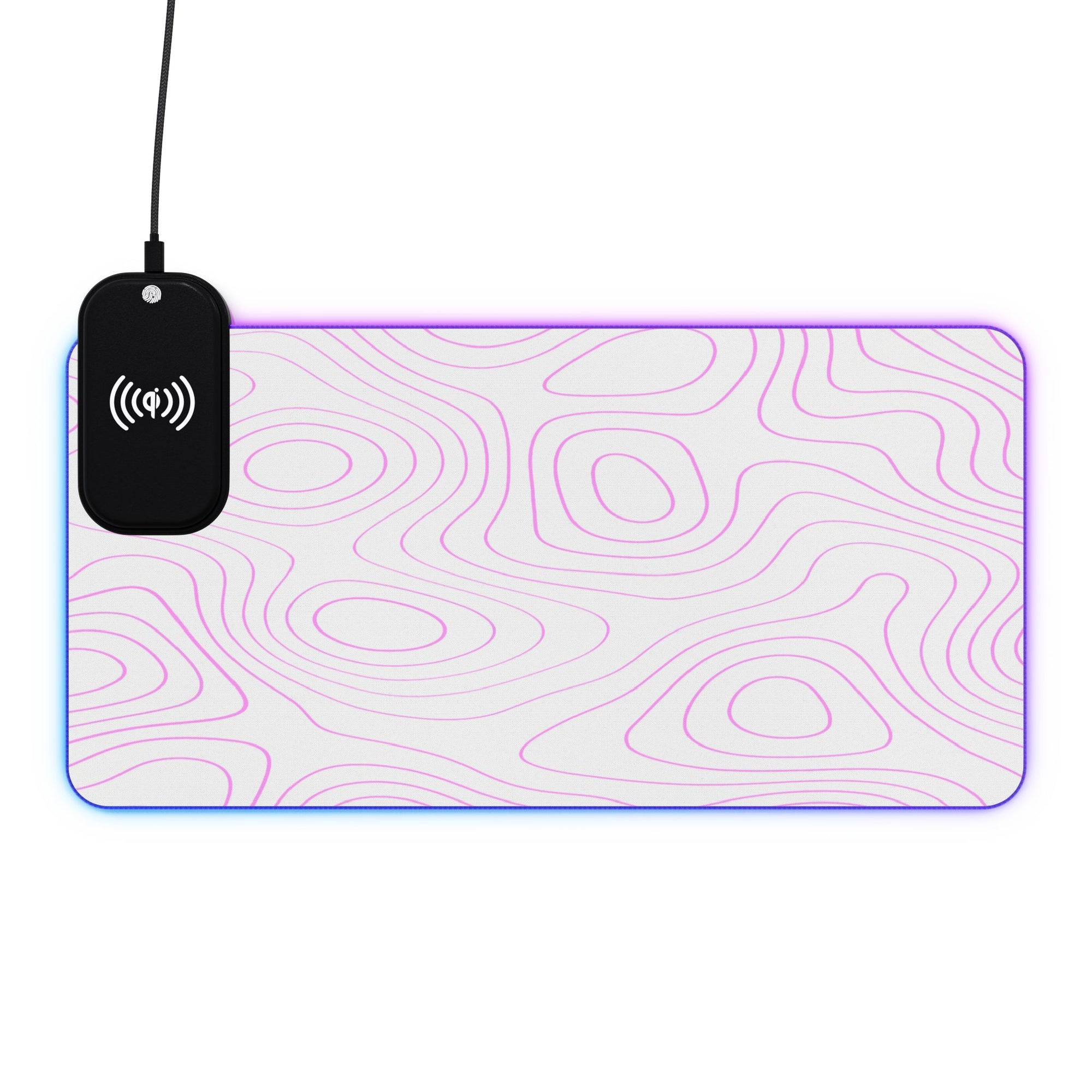 Owls Hoot Wireless Charging Mousepad- PINK TOPOGRAPHIC